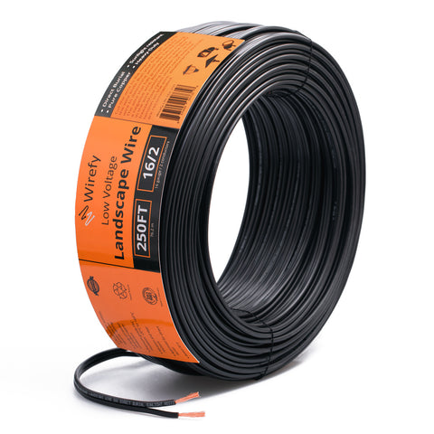 Wirefy low voltage landscape wires direct burial sunlight resistant pure copper heavy duty strands_16 gauge&250 ft