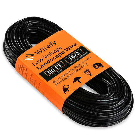 Wirefy low voltage landscape wires direct burial sunlight resistant pure copper heavy duty strands_16 gauge&50 ft