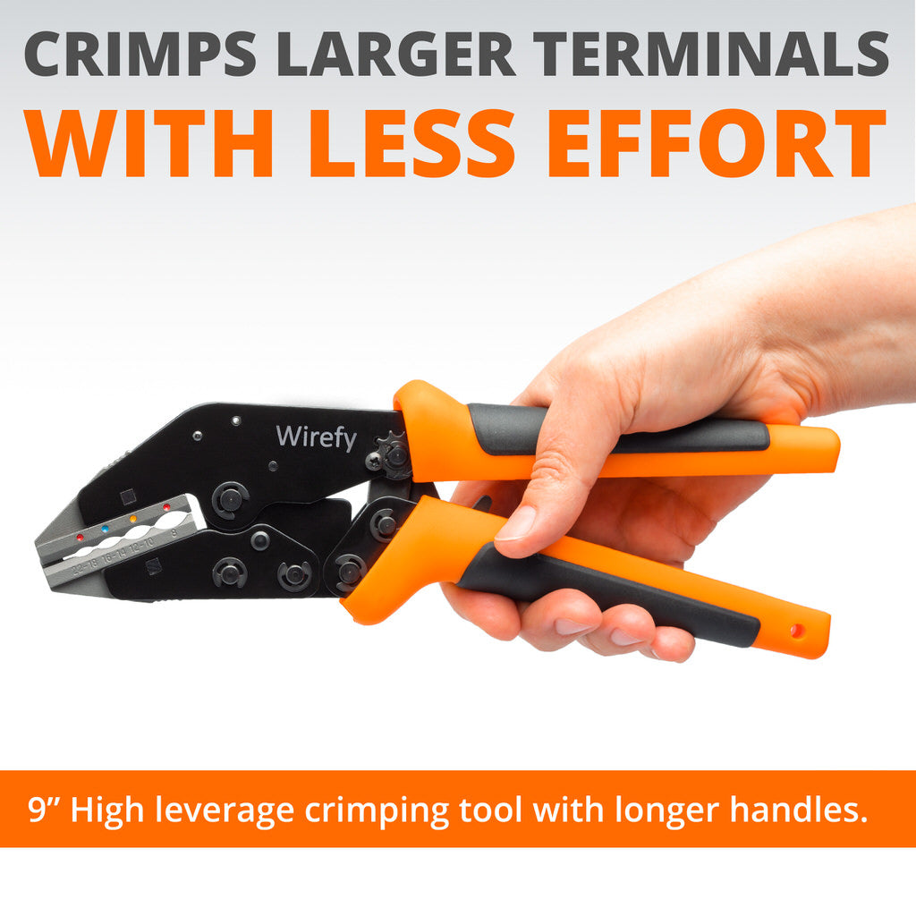 Wirefy Crimping Tool For Insulated Electrical Connectors - Ratcheting Wire  Crimper - Crimping Pliers - Ratchet Terminal Crimper - Wire Crimp Tool  22-10 AWG : : Tools & Home Improvement
