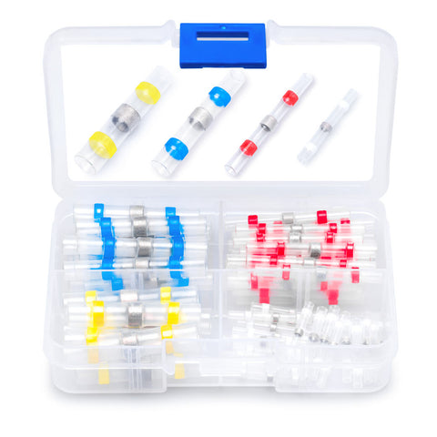 Wirefy solder seal wire connectors kit 50 PCS red blue yellow white 4 sizes 26-10 AWG box_50 PCS Kit