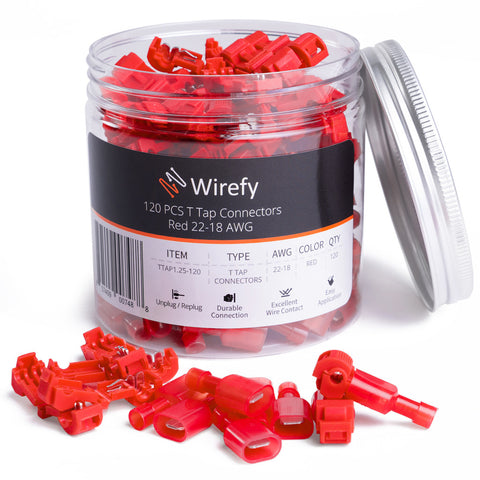 wirefy T-tap connectors red 22-18 AWG disconnects nylon_120 PCS Red 22-18 AWG