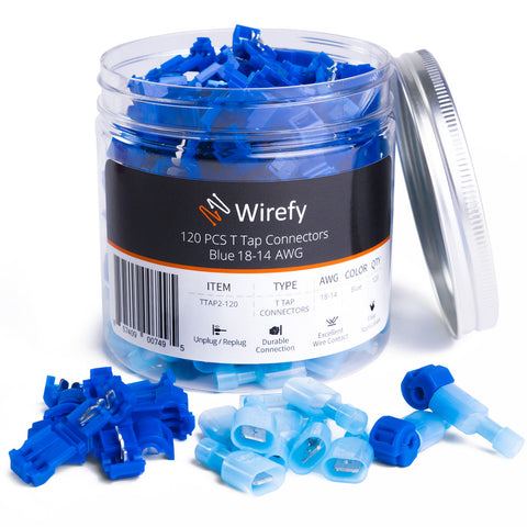 wirefy T-tap connectors blue 16-14 AWG disconnects nylon_120 PCS Blue 18-14 AWG