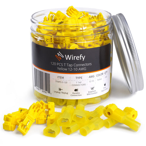 wirefy T-tap connectors yellow 12-10 AWG disconnects nylon_120 PCS Yellow 12-10 AWG