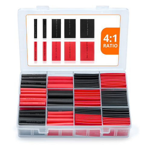 wirefy 4:1 shrink ratio heat shrink tubing kit _1.75 - Black/Red - 190 PCS