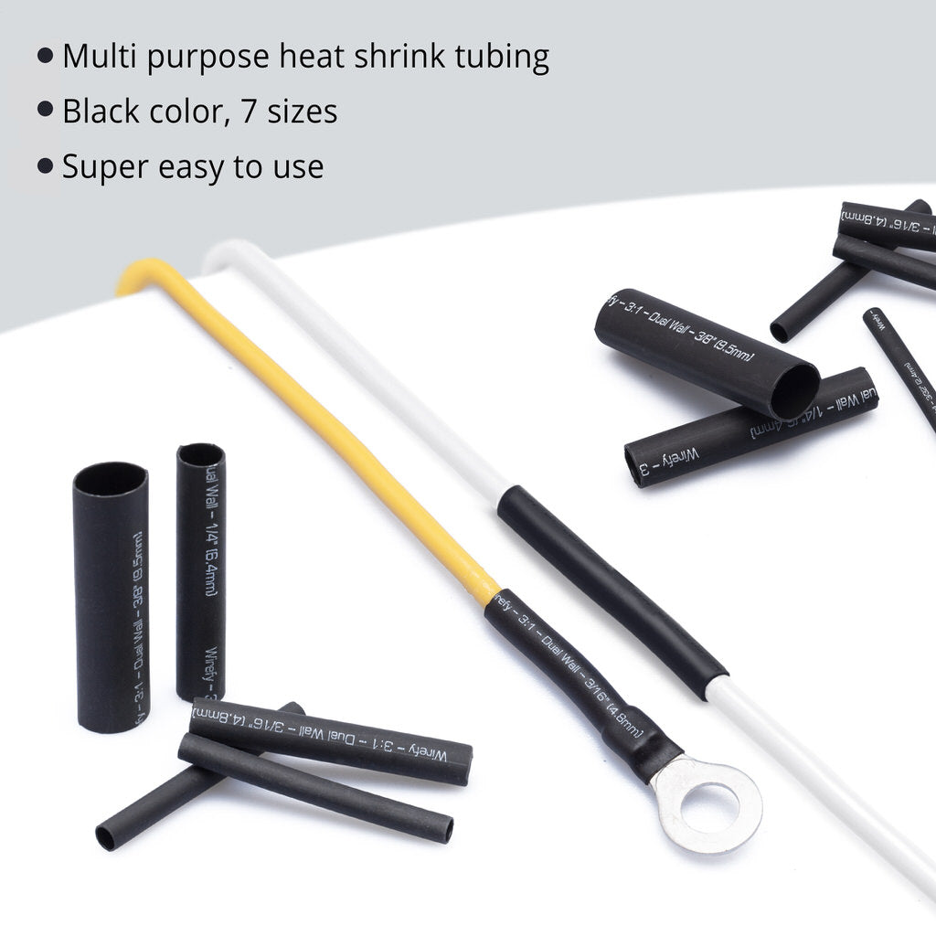 Best Heat Shrink Tubing Kit (Black 180 PCS) Wirefy